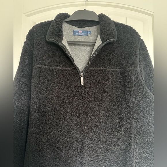 Men’s vineyard vines black Sherpa quarter zip sweatshirt